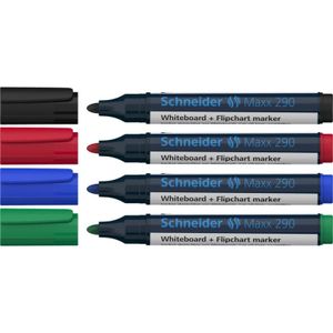 Schneider Schreibgeräte Maxx 290 129094 Whiteboardmarker Zwart, Rood, Blauw, Groen 4 stuk(s)