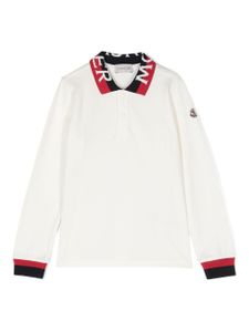 Moncler Enfant polo en coton à bande logo - Blanc