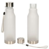 Waterfles/drinkfles/sportfles - 2x - transparant - kunststof/rvs - 600 ml