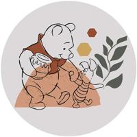 Komar Disney DOT ronde en zelfklevende fleece fotobehang van Disney - Winnie Poeh Soulmate - Ø diameter 125 cm - babykamer, kinderbehang, kinderkamer, muursticker - DD1-036