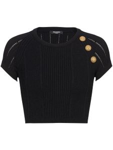 Balmain haut crop 3-Button en maille - Noir