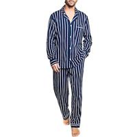 Voor heren Loungewear Nachtkleding Pyjamaset Pyjamatop en broek 2-delig Streep Stijlvol Casual Comfortabel Huis Dagelijks Katoenmix Comfort Revers Lange mouw Overhemd Pantalon Trekkoord Elastische Lightinthebox