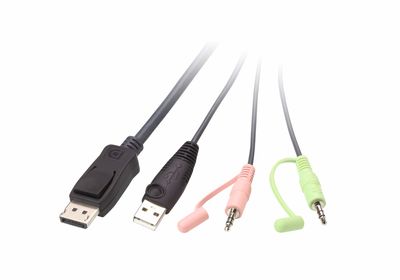 ATEN 2-poorts USB DisplayPort-kabel KVM-switch met externe poortselectieschakelaar