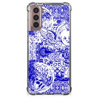 Extreme Case Samsung Galaxy S21 Plus Angel Skull Blauw