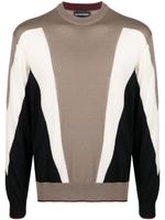 Emporio Armani pull à logo géométrique en intarsia - Marron