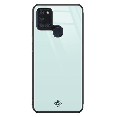 Samsung Galaxy A21s glazen hardcase - Pastel blauw Samsung Galaxy A21s glazen hardcase - Pastel blauw