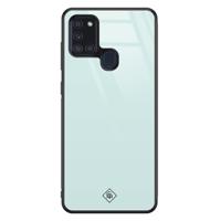 Samsung Galaxy A21s glazen hardcase - Pastel blauw