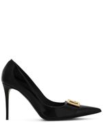 Dolce & Gabbana logo-lettering leather pumps - Noir