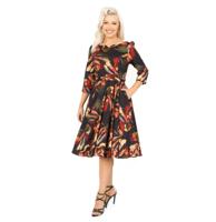 Hearts & Roses Mabel Swing Dress Black Multicolor -XL