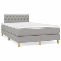 vidaXL Boxspringbed met matras, lichtgrijs, 120 x 190 cm, stof