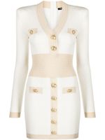 Balmain robe courte à boutons embossés - Blanc