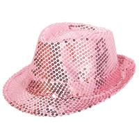 Folat - Roze trilby hoed met glitters