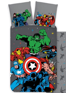 Marvel Avengers Dekbedovertrek Team grijs - 140 x 200 cm - 70 x 90 cm