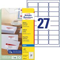 Avery-Zweckform Adresetiketten J4792-25 (N/A ),Wit, Rechthoek, Afgeronde hoeken, 675 stuk(s), Permanent hechtend - thumbnail