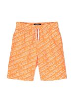 Karl Lagerfeld Kids short de bain à logo Diagonal imprimé - Orange