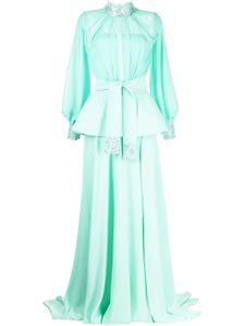 Saiid Kobeisy robe longue à sequins brodés - Vert