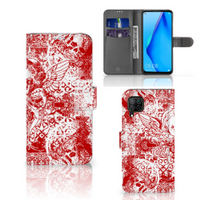 Telefoonhoesje met Naam Huawei P40 Lite Angel Skull Rood - thumbnail