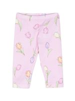 Monnalisa legging en coton stretch à fleurs - Rose - thumbnail