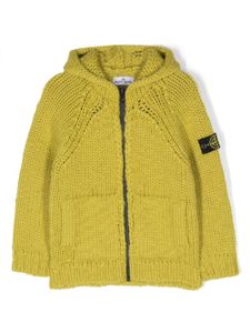 Stone Island Junior hoodie en laine à fermeture zippée - Vert