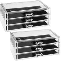 2x Stuks sieraden/make-up organizer 3 lades rechthoek 24 x 11 cm van kunststof - thumbnail