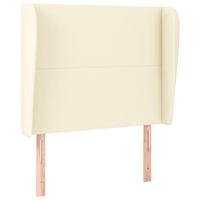 vidaXL Hoofdbord met randen 93x23x118/128 cm kunstleer crèmekleurig, hoofdeinde, houten hoofdeinde, bedonderdeel, houten hoofdbord, slaapkamermeubel