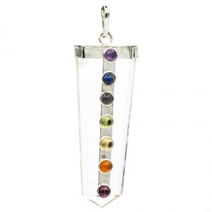 Chakra Hanger Bergkristal met 7 Halfedelstenen (Donker Gekleurd)