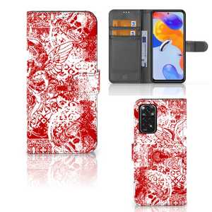 Telefoonhoesje met Naam Xiaomi Redmi Note 11 Pro 5G/4G Angel Skull Rood