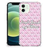 iPhone 12 Mini Anti Shock Case Flowers Pink DTMP - thumbnail