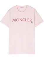 Moncler t-shirt en coton à logo brodé - Rose