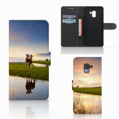 Samsung Galaxy A8 Plus (2018) Telefoonhoesje met Pasjes Koe