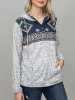 Ethnic Long Sleeve Casual Printed Hoodie  Sweatshirt