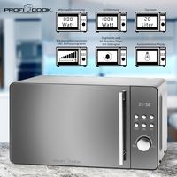 ProfiCook PC-MWG 1175 Combinatiemagnetron 20 l 800 W Zilver - thumbnail