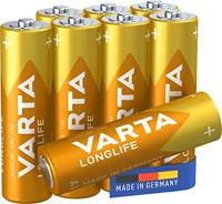 Varta 4106101328 Longlife AA Mignon LR06 Batterij, Alkaline Batterijen, ideaal voor afstandsbediening radio wekker en klok, 8-pak, goud