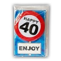 Happy Birthday kaart met button 40 jaar