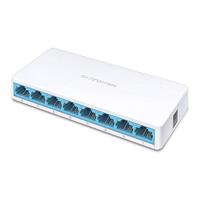 Mercusys Ethernet-schakelaar, 8 poorten, 10/100 Mbps, RJ45-schakelaar, plug and play, ideaal voor thuis en op kantoor, desktopmontage, kunststof behuizing, MS108