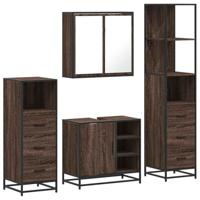 vidaXL 4-delige Badkamermeubelset bewerkt hout bruin eikenkleur, badkamerkast, toiletopbergkast, badkamerkast, badkameropbergkast, badkast