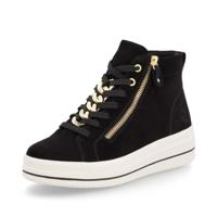 Remonte High-Top sneakers voor dames, D1C70, lage schoenen, losse inlegzool, zwart (02), 42 EU