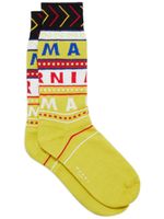 Marni chaussettes en maille fine à logo intarsia - Jaune