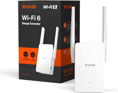 Tenda Wi-Fi 6 Repeater A23 - AX1500 Wi-Fi 6 Extender, WLAN-versterker dekt tot 80 m², Wireless Booster, 1 Gigabit Ethernet-poort, compatibel met alle internetboxen