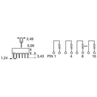 Bourns 4608X-102-472LF Weerstandsnetwerk 4.7 kΩ THT SIP-8 0.3 W 1 stuk(s)