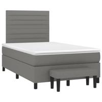 vidaXL Boxspring met matras stof donkergrijs 120x190 cm, pocketveringbed, slaapmeubel, boxspring bed, bed, boxspringbed, eenpersoonsbed