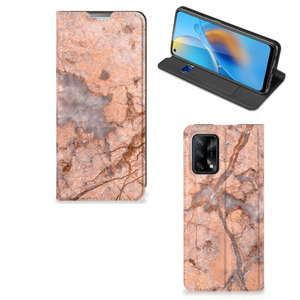 OPPO A74 4G Standcase Marmer Oranje