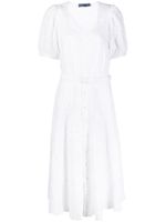 Polo Ralph Lauren robe ceinturée à broderie anglaise - Blanc - thumbnail