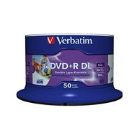 Verbatim DVD + R Double Layer 8,5 GB - 8x brandsnelheid, bedrukbaar, Krasbescherming, 50 Pack Spindle