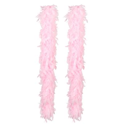Carnaval verkleed boa met veren - 2x - lichtroze - 180 cm - 50 gram - Glitter and Glamour