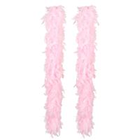 Carnaval verkleed boa met veren - 2x - lichtroze - 180 cm - 50 gram - Glitter and Glamour