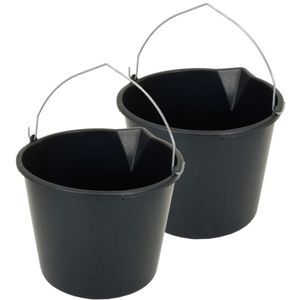 5x Stuks stevige zwarte huishoud emmer 20 liter met tuit