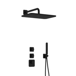 Hotbath Gal IBS40 regendoucheset inbouw - 2 functies - 35cm wandarm - 27cm rechthoekige hoofddouche - zwart mat IBS40BL5