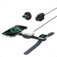 Draadloos laadstation 3-in-1 Anker MagGo 15 W, compatibel met MagSafe, Qi2-gecertificeerd, opvouwbaar en draagbaar voor iPhone 16/15/14/13, AirPods, Apple Watch en meer (USB-C-oplader meegeleverd)