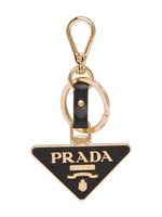 Prada porte-clés en cuir à plaque logo - Noir